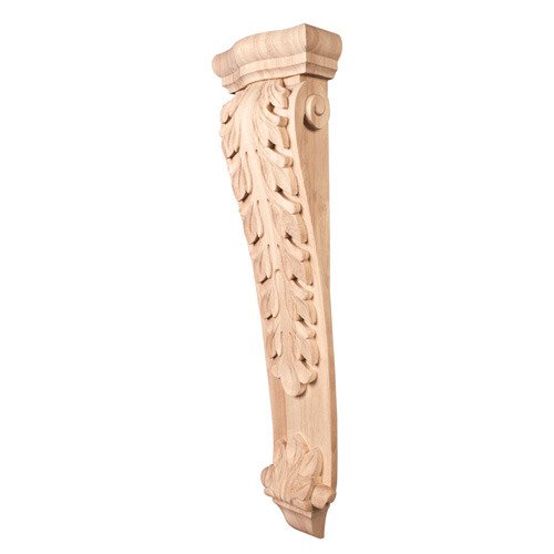 8 1/2" x 35" x 4 3/4" Large Low Profile Acanthus Traditional Corbel in Hard Maple Wood