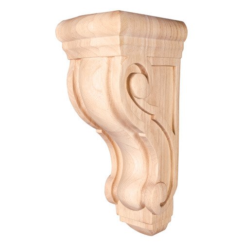 5" x 14" x 6 3/4" Rounded Traditional Corbel in Rubberwood Wood