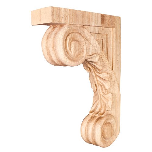 13 1/8" Acanthus Traditional Corbel in Rubberwood Wood