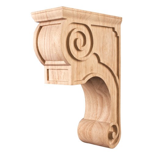 3 3/8" x 11 3/4" x 8" Fleur-De-Lis Traditional Corbel with Smooth Surface Design in Hard Maple Wood
