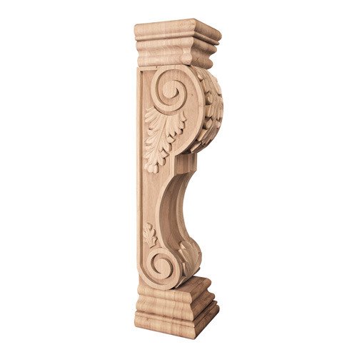 Acanthus Traditional Fireplace Corbel in Alder Wood