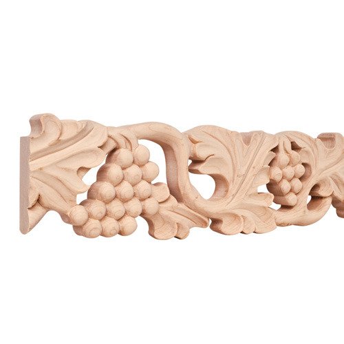 4" Grape Traditional Hand Carved Mouldings in Cherry Wood (8 Linear Feet)