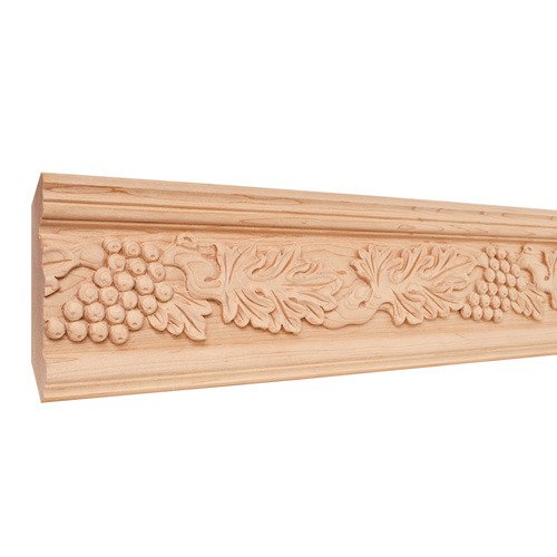 4 3/4" Grape Traditional Hand Carved Mouldings in Hard Maple Wood (8 Linear Feet)