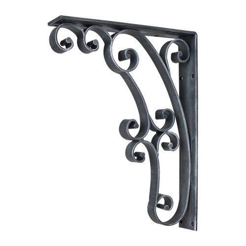 Metal (Iron) Scrolled Bar Bracket in Distressed Antique Silver