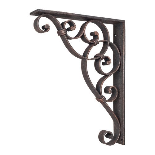 1 7/8" x 13 1/2" x 10" Metal (Iron) Scrolled Bar Bracket with Knot Detail in Brushed Oil Rubbed Bronze
