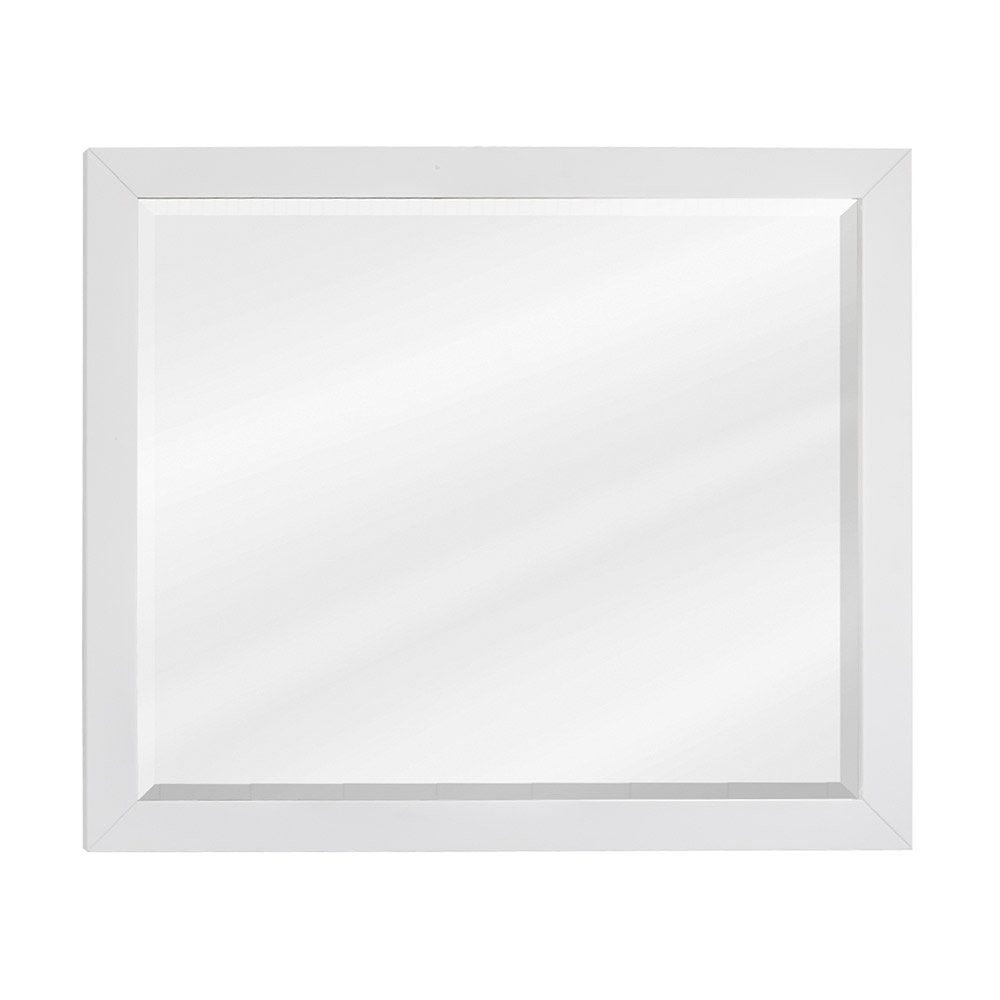 33" x 28" Mirror with Beveled Glass in White