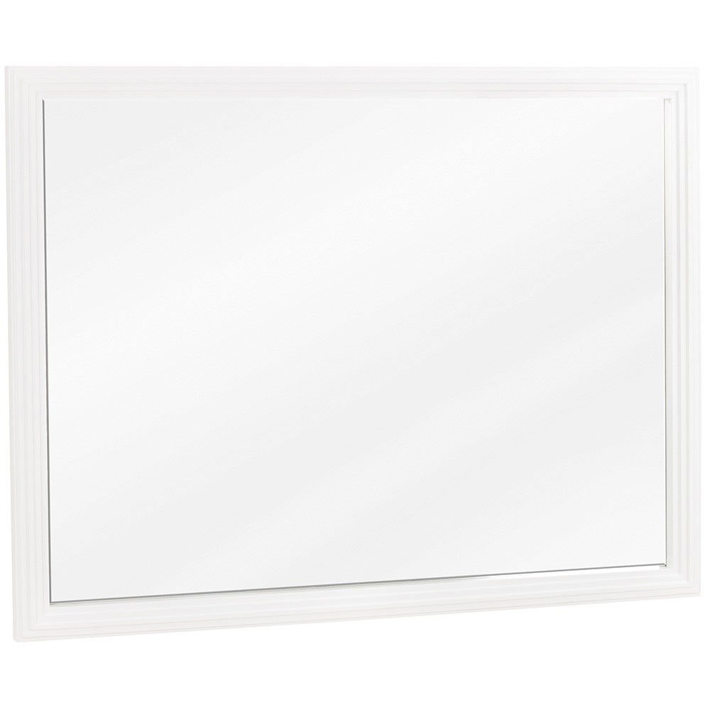 44" x 34" Large Reed Frame Mirror with Beveled Glass in White