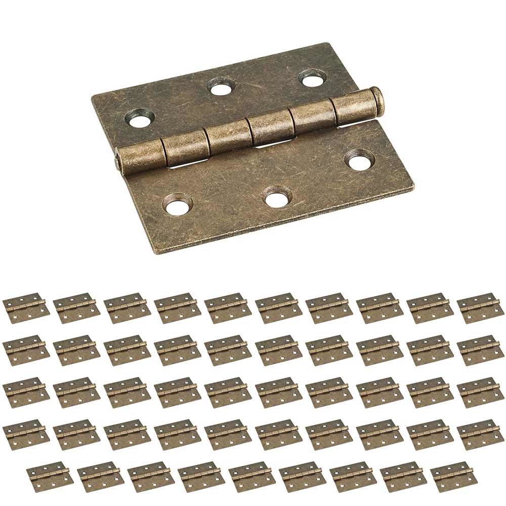 (50 PACK) 3" x 2-3/4" Butt Hinge in Brushed Antique Brass