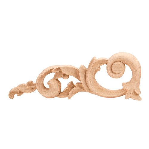 10 1/4" x 3 1/2" x 3/4" Acanthus Traditional Onlay (Left) in Rubberwood Wood