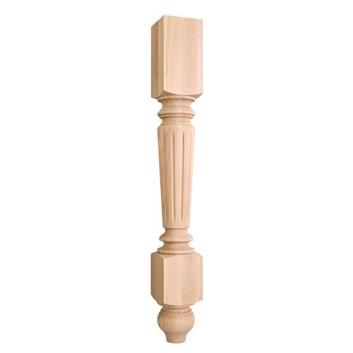 4 1/2" x 35 1/2" x 4 1/2" Fluted Traditional Post in Hard Maple Wood