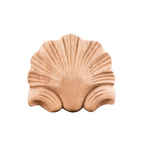 3" Shell Traditional Applique in Rubberwood Wood