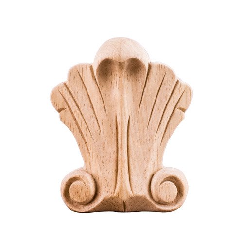 3 3/4" Shell Traditional Applique in Rubberwood Wood