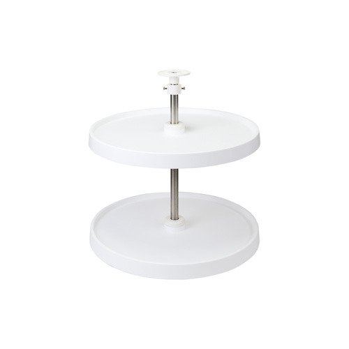 18" Round Plastic Lazy Susan 2 tiered Set in White