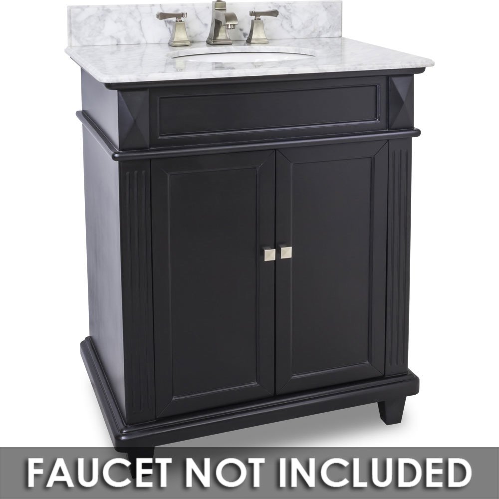 Vanity with Preassembled Top and Bowl in Painted Black with White Top