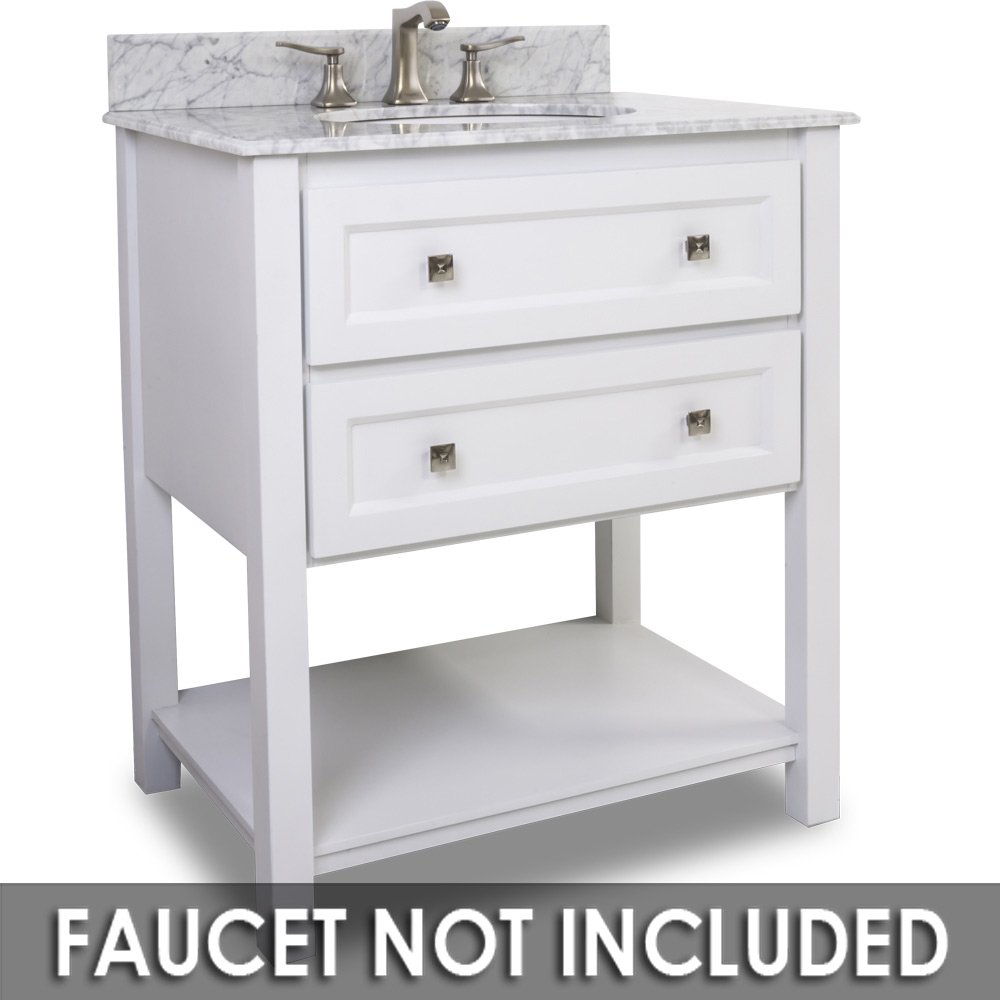 Vanity with Preassembled top and bowl in Painted White with White Top