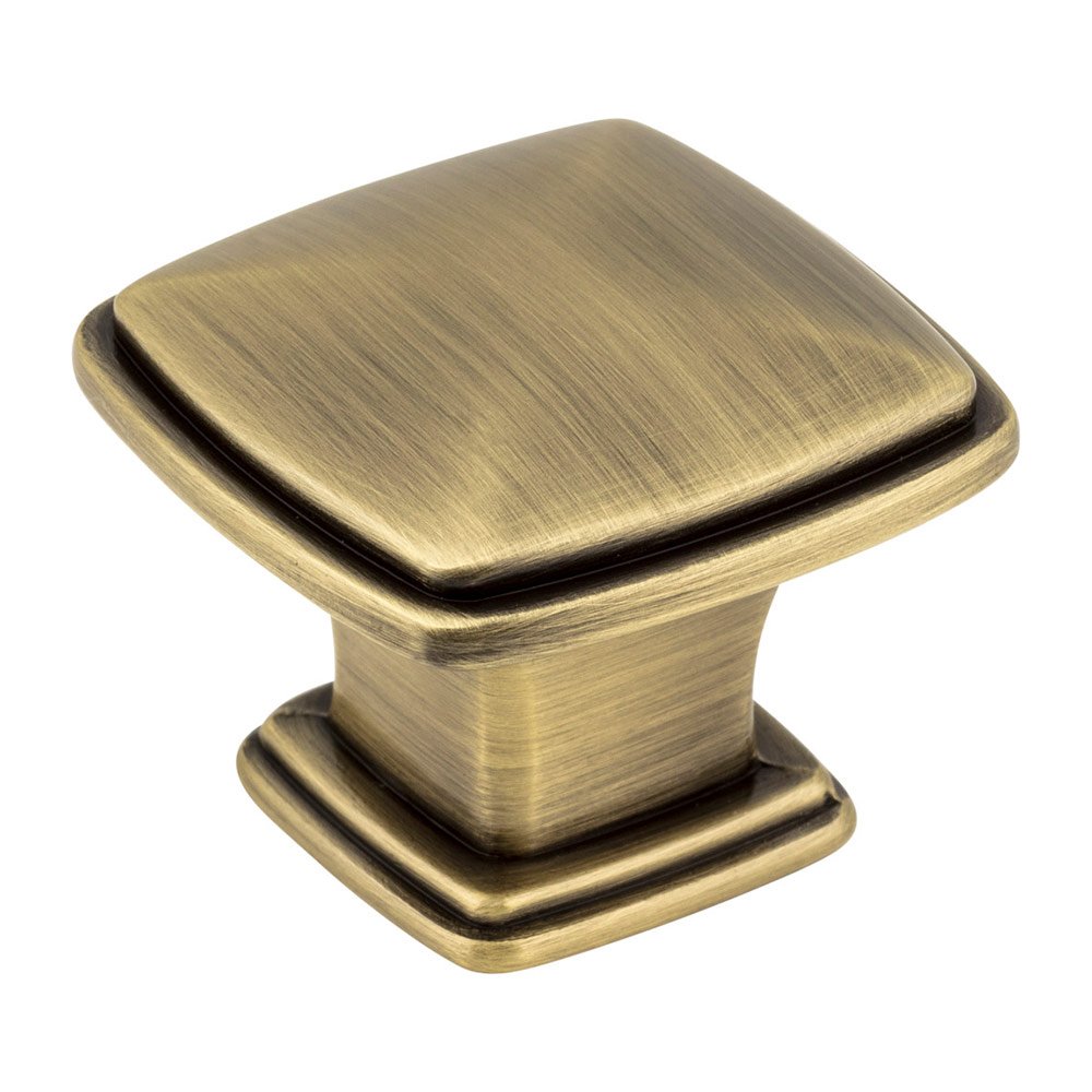 1 3/16" Plain Square Knob in Brushed Antique Brass