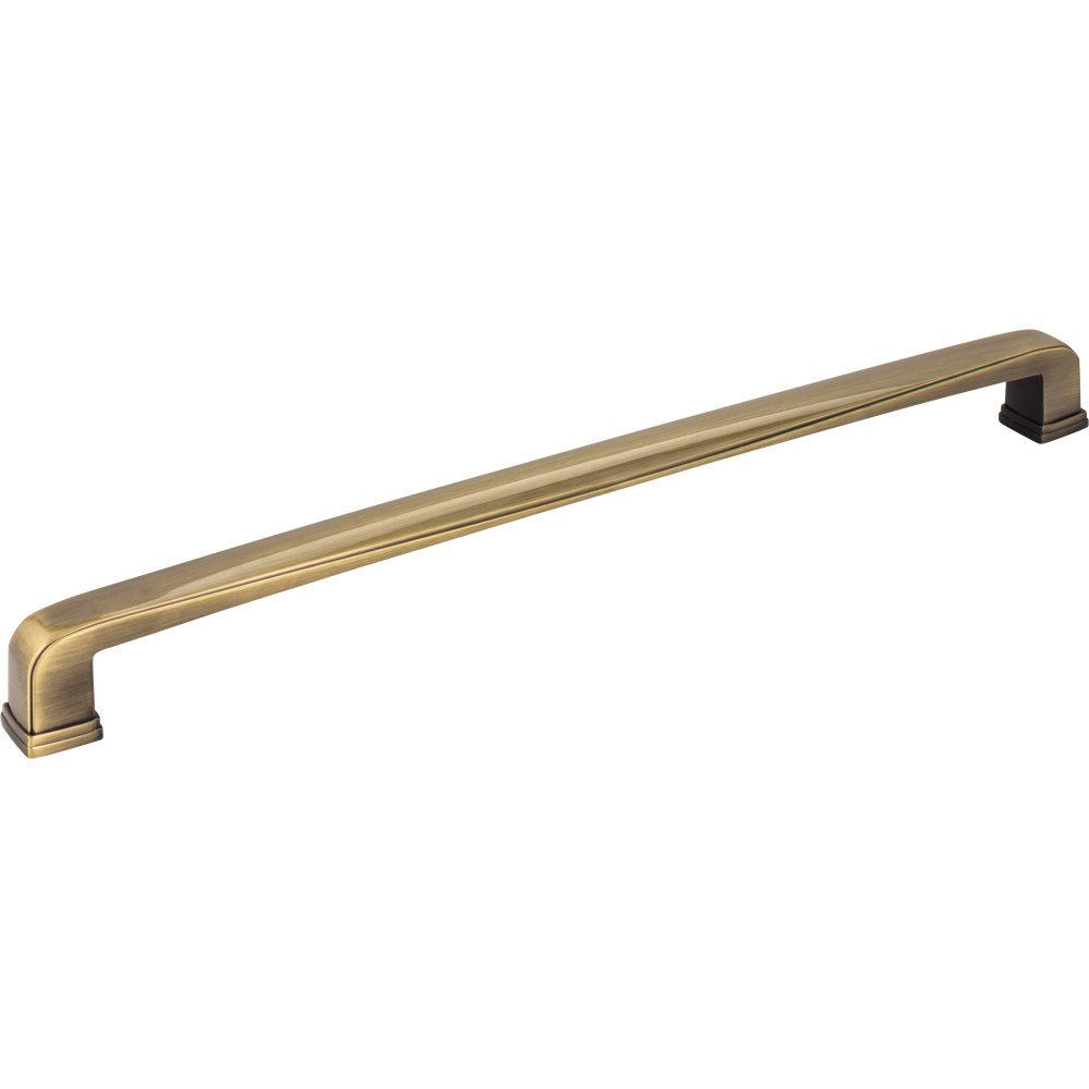 12" Centers Plain Square Appliance Pull in Brushed Antique Brass