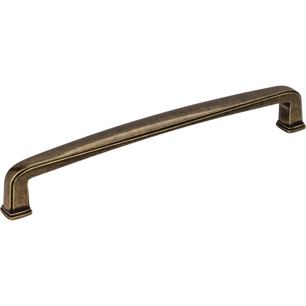 6 1/4" Centers Plain Square Pull in Lightly Distressed Antique Brass