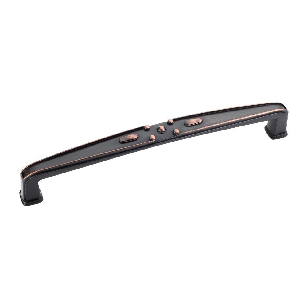 6 1/4" Centers Decorated Square Pull in Brushed Oil Rubbed Bronze
