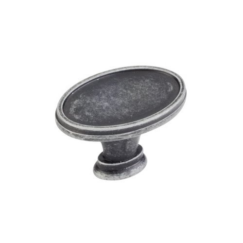 1 9/16" Smooth Oval Knob in Distressed Antique Silver