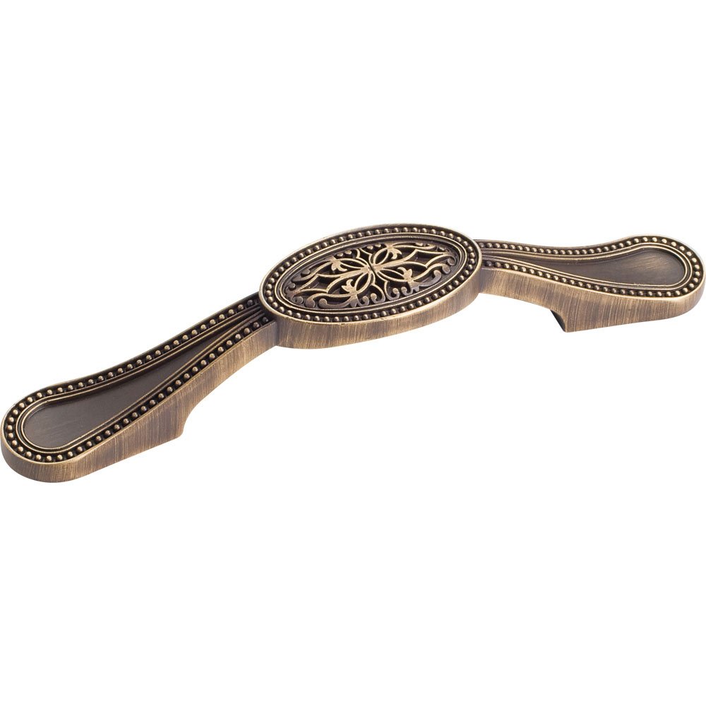 3 3/4" Centers Oval Filigree Pull in Antique Brushed Satin Brass