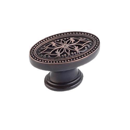 1 3/4" Oval Filigree Knob in Brushed Oil Rubbed Bronze