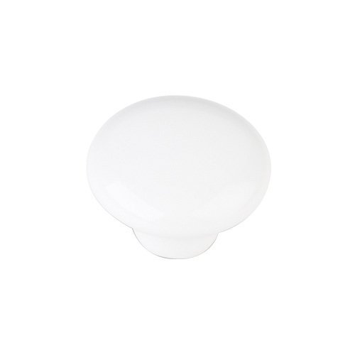 1 1/4" Diameter Ceramic Knob in White Powder Coat