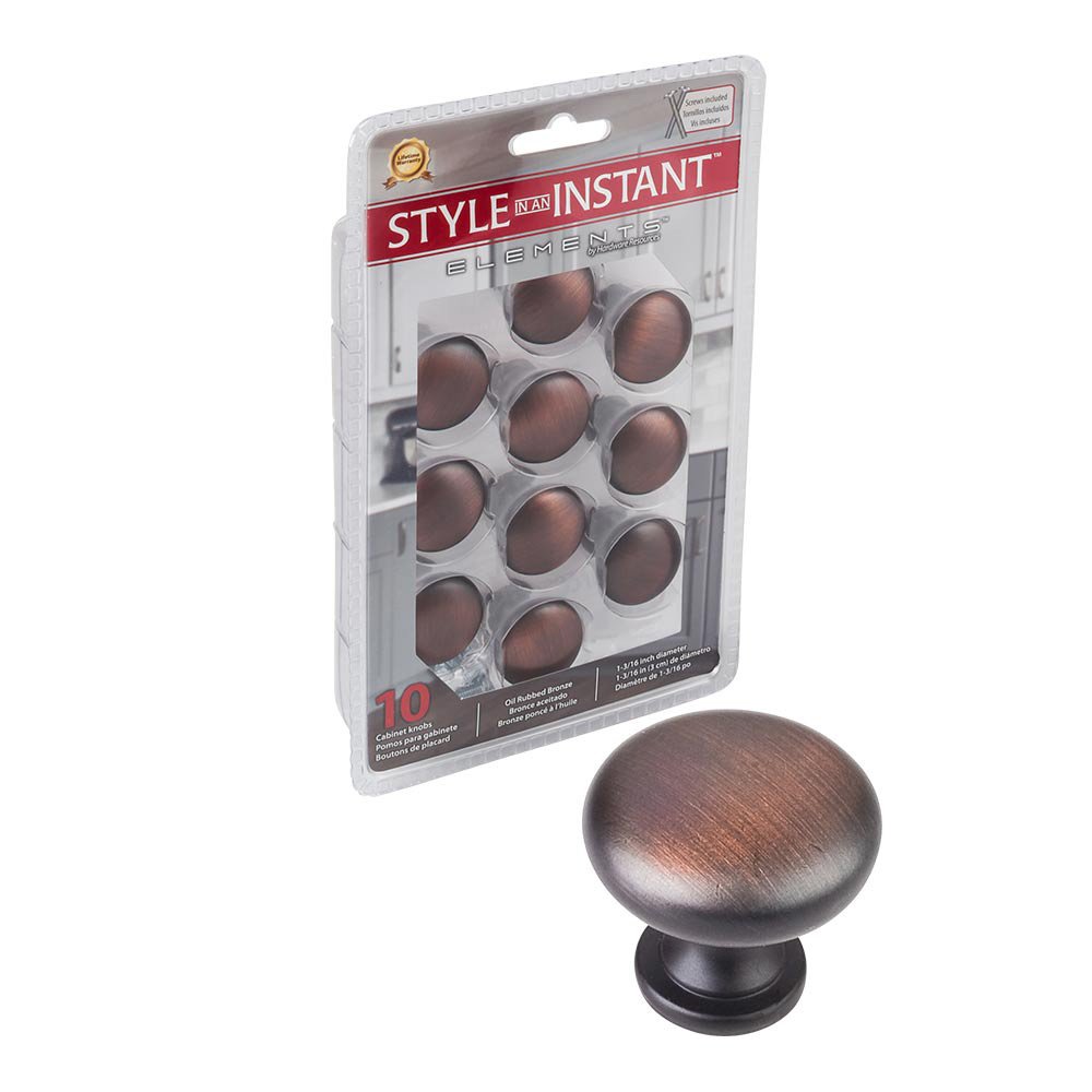 10 Pack of 1 3/16" Diameter Knob in Brushed Oil Rubbed Bronze