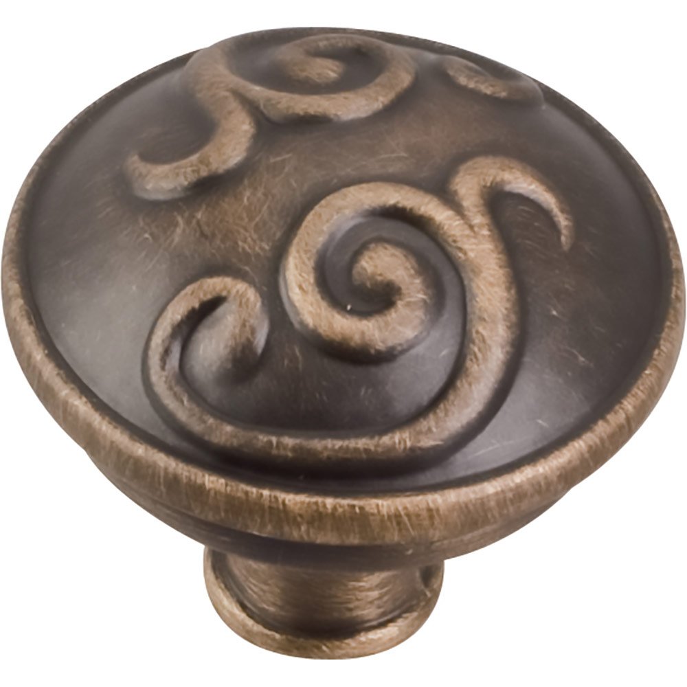 1 3/8" Diameter Scrolled Dome Knob in Antique Brushed Satin Brass