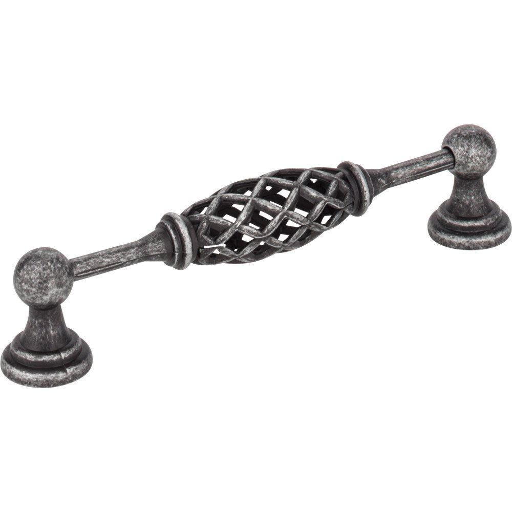 5" Centers Bird Cage Pull in Distressed Antique Silver