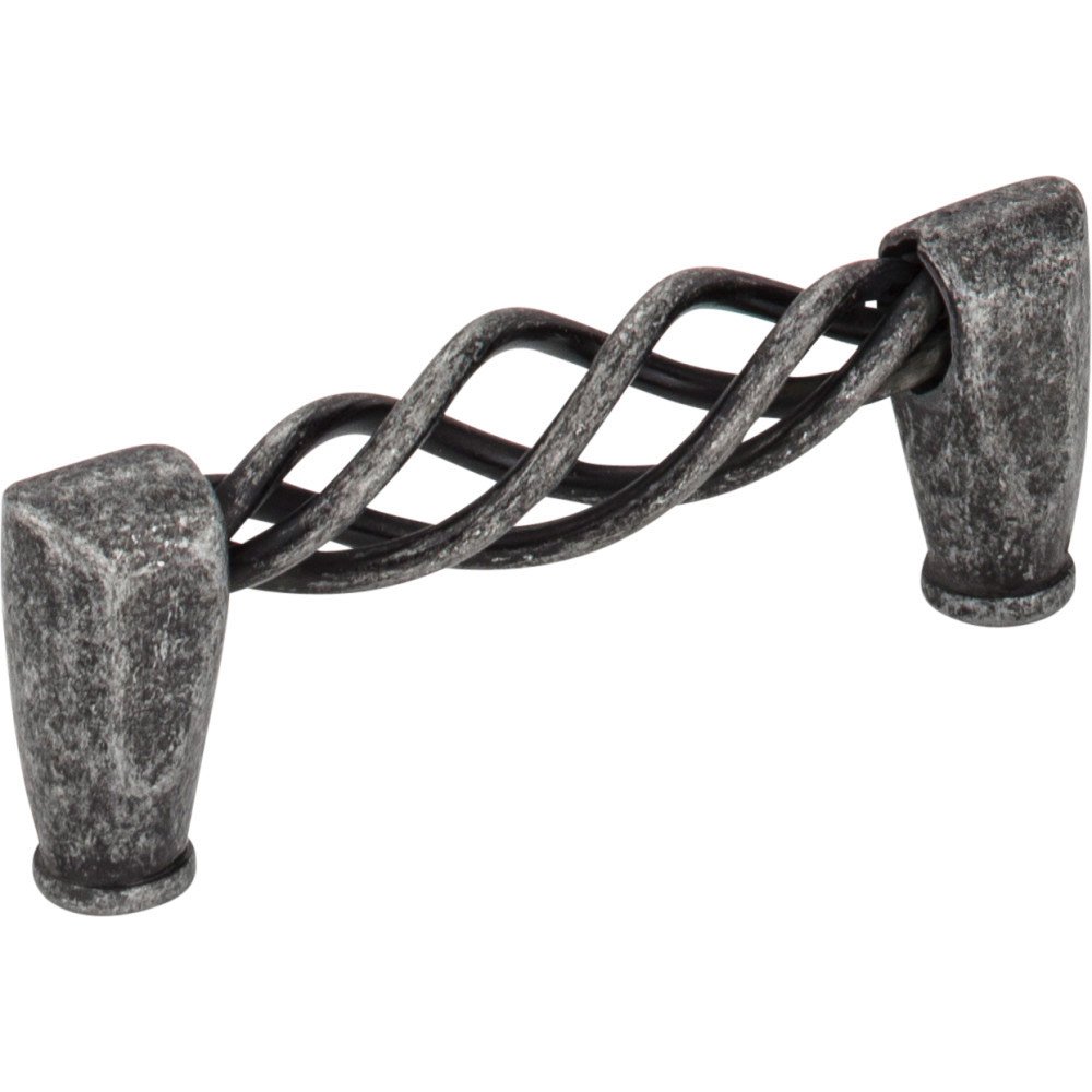 3" Centers Twisted Iron Pull in Distressed Antique Silver