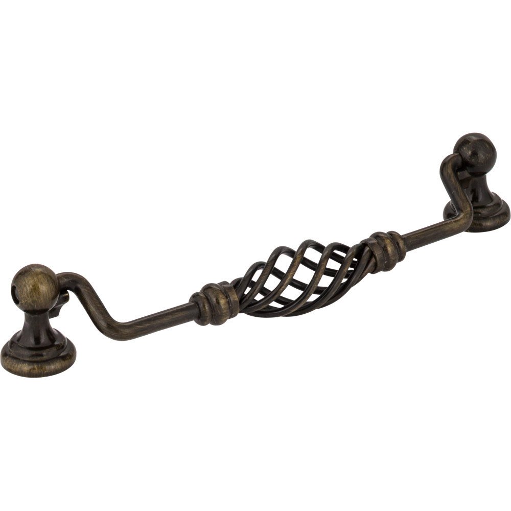 6 1/4" Centers Twisted Iron Pull in Antique Brushed Satin Brass