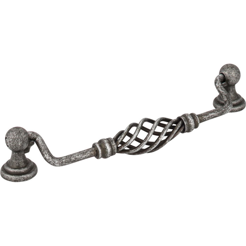 6 1/4" Centers Twisted Iron Pull in Distressed Antique Silver