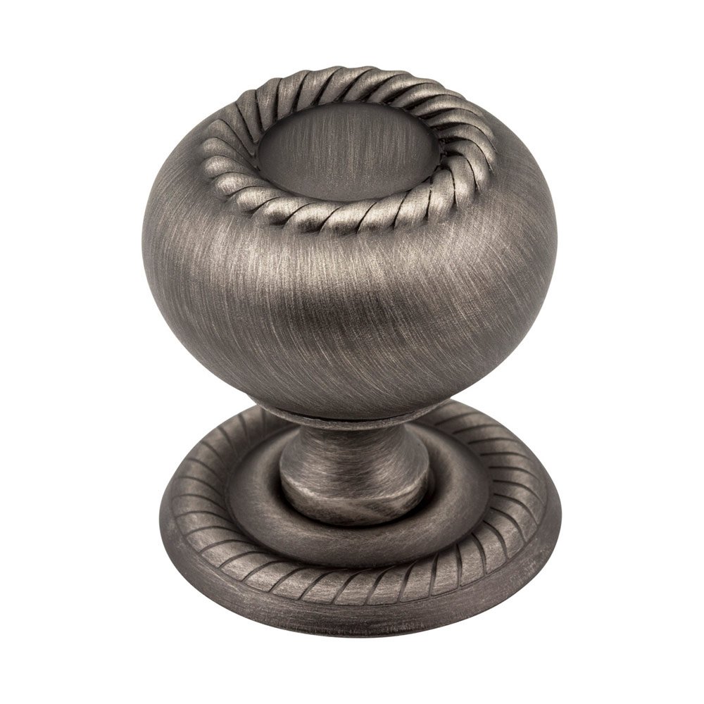 1 1/4" Diameter Steel Rope Knob with Backplate in Brushed Pewter