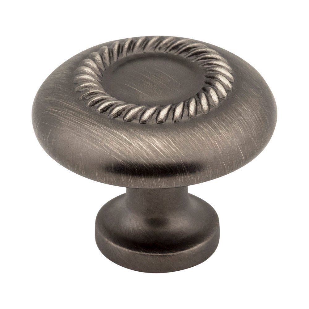 1 1/4" Diameter Knob with Rope Detail in Brushed Pewter
