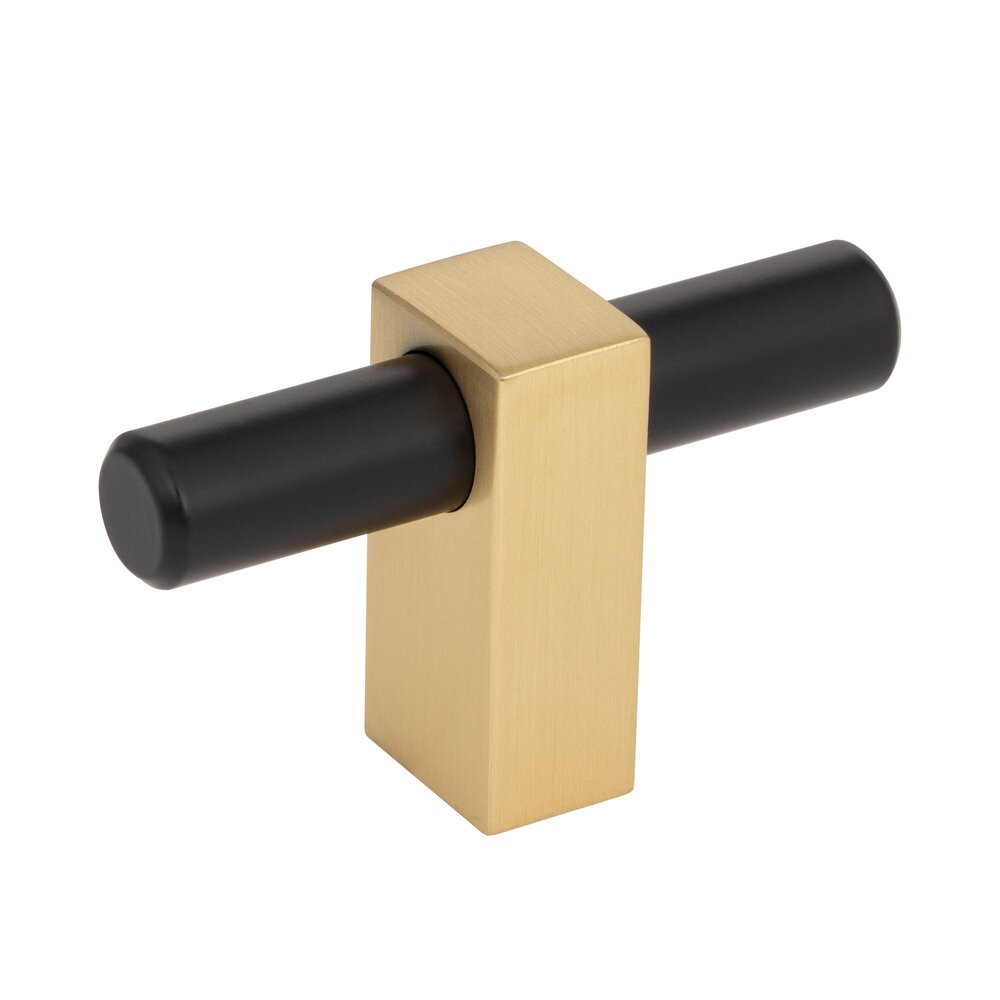2-3/8"  "T" Knob in Matte Black with Brushed Gold