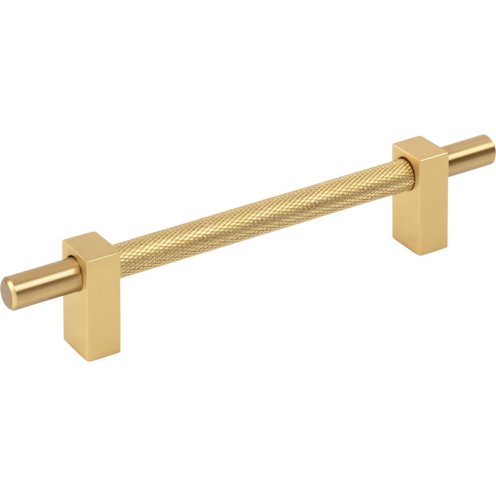 128mm Centers Bar Pull With Knurled Center in Brushed Gold