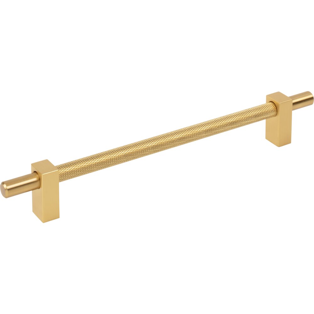 192mm Centers Bar Pull With Knurled Center in Brushed Gold