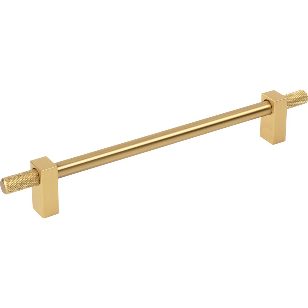 192mm Centers Bar Pull With Knurled Ends in Brushed Gold