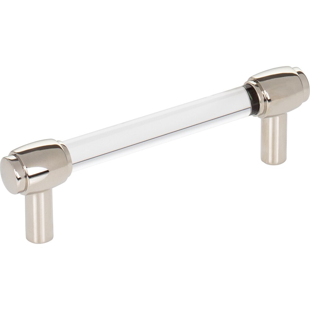 96 mm Center-to-Center Cabinet Bar Pull in Clear Acrylic and Polished Nickel