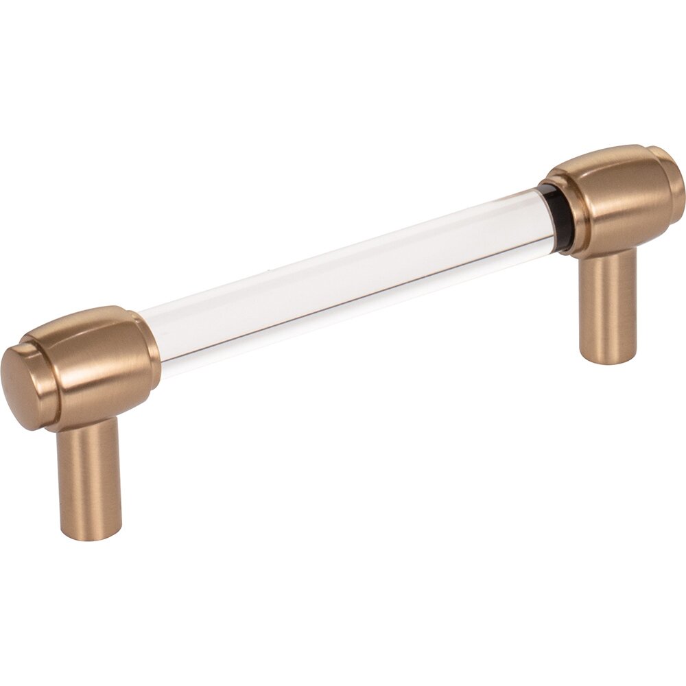 96 mm Center-to-Center Cabinet Bar Pull in Clear Acrylic and Satin Bronze
