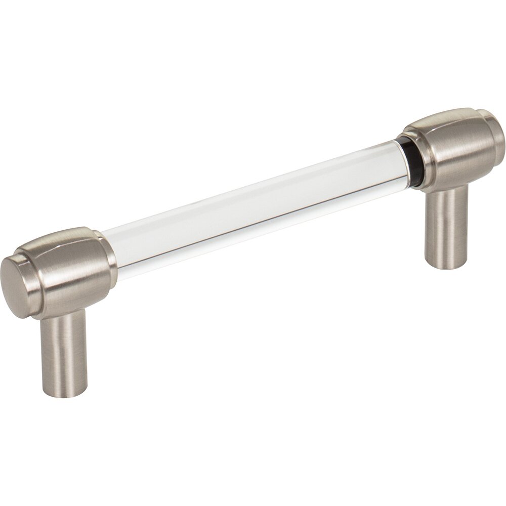 96 mm Center-to-Center Cabinet Bar Pull in Clear Acrylic and Satin Nickel