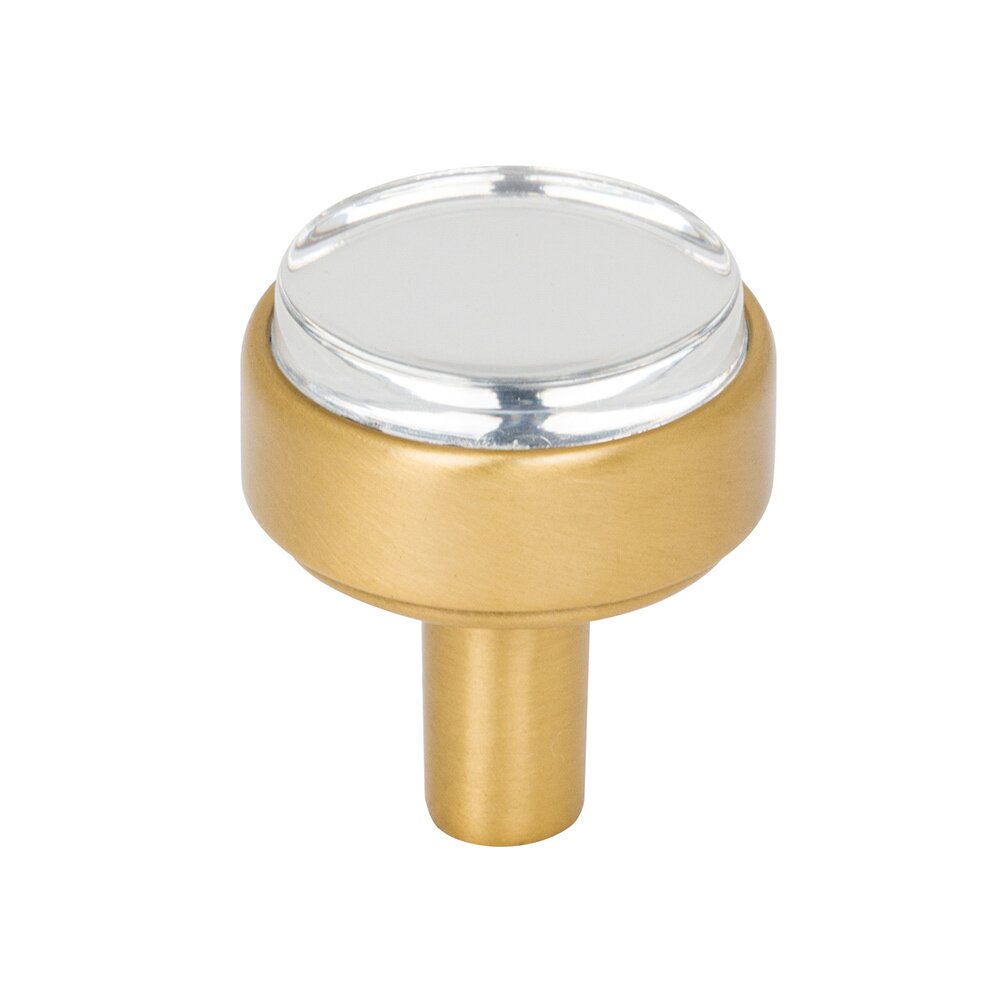 1-1/8" Diameter Cabinet Knob in Clear Acrylic and Brushed Gold