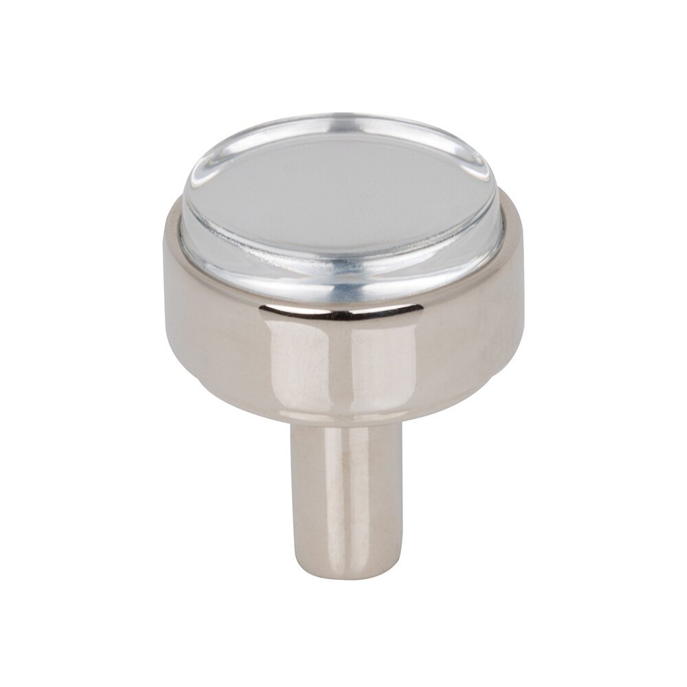 1-1/8" Diameter Cabinet Knob in Clear Acrylic and Polished Nickel