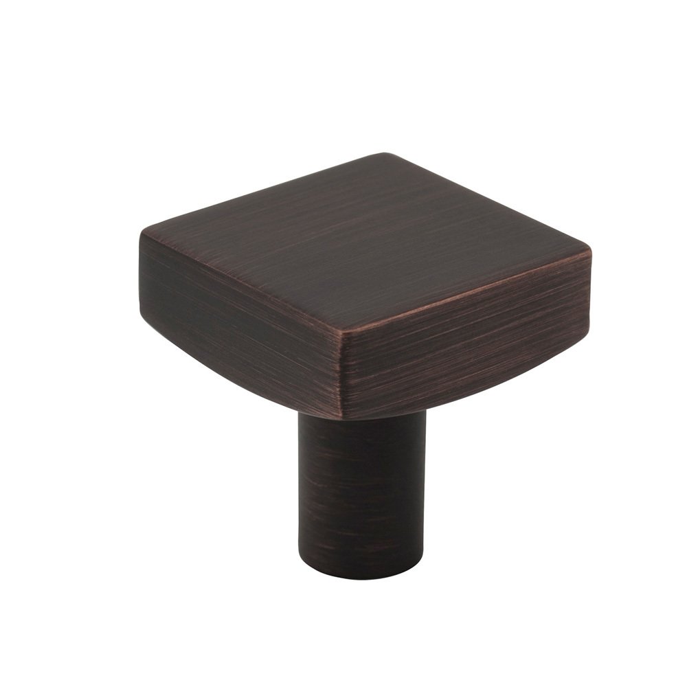 1 1/8" Long Square Cabinet Knob in Brushed Oil Rubbed Bronze