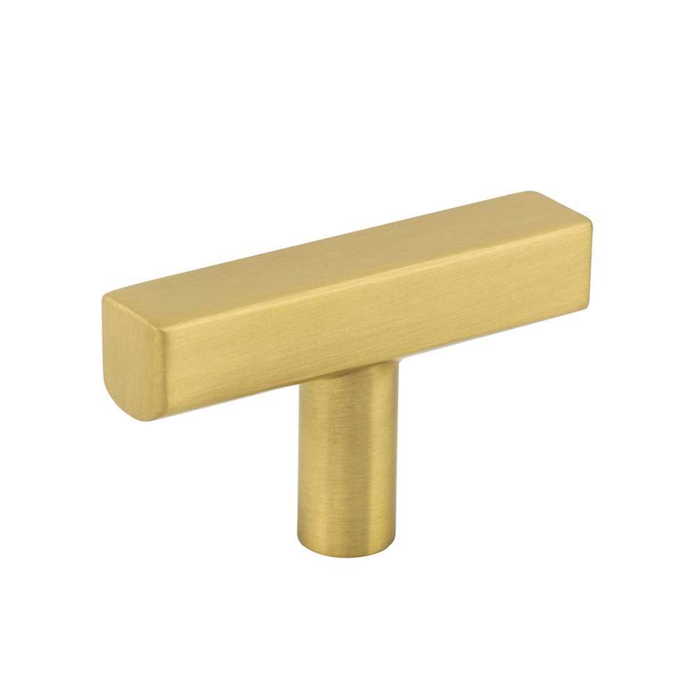 2" Long "T" Cabinet Knob in Brushed Gold