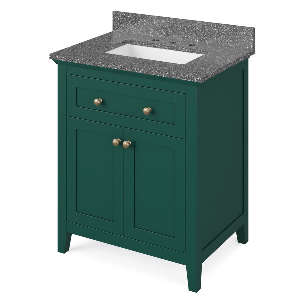 30" Forest Green Chatham Vanity With Boulder Cultured Marble Vanity Top
