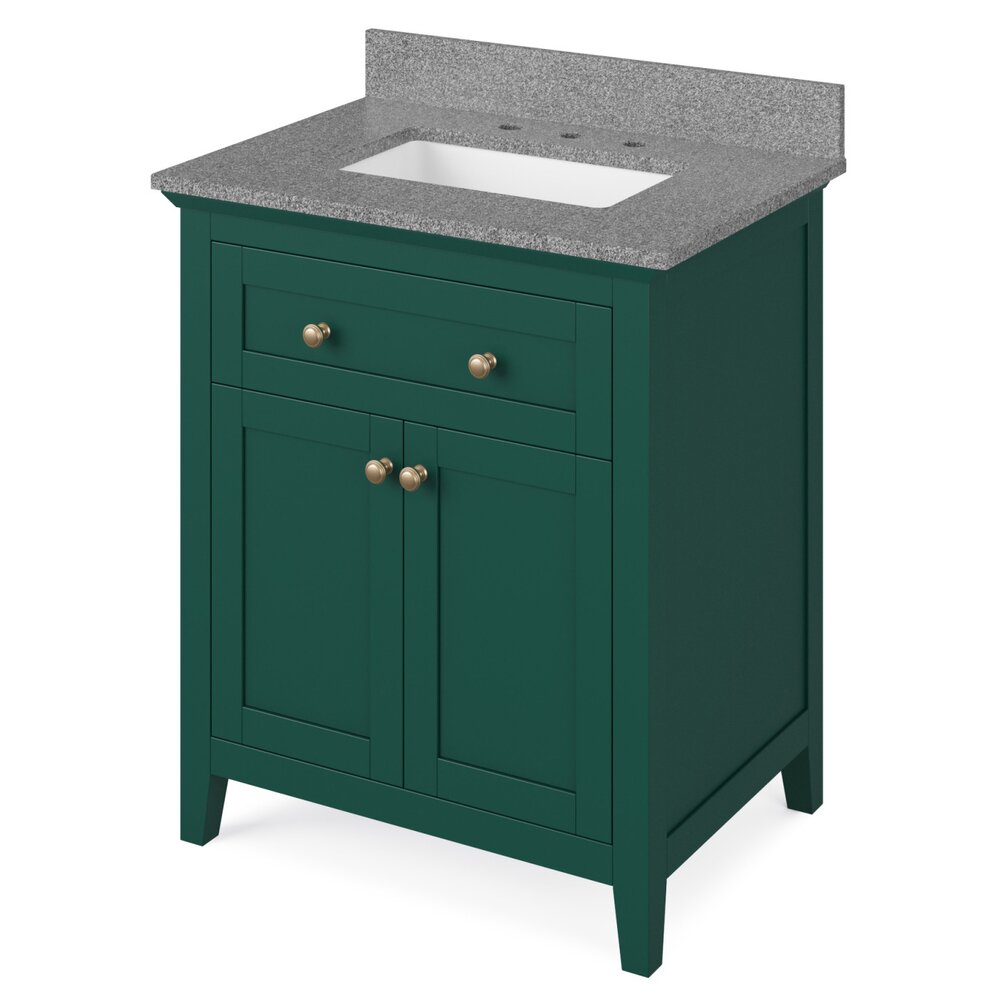30" Forest Green Chatham Vanity With Steel Grey Cultured Marble Vanity Top