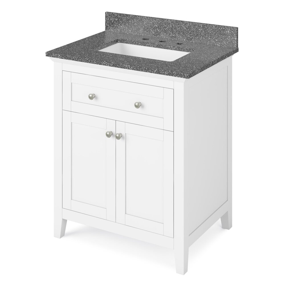 30" White Chatham Vanity With Boulder Cultured Marble Vanity Top