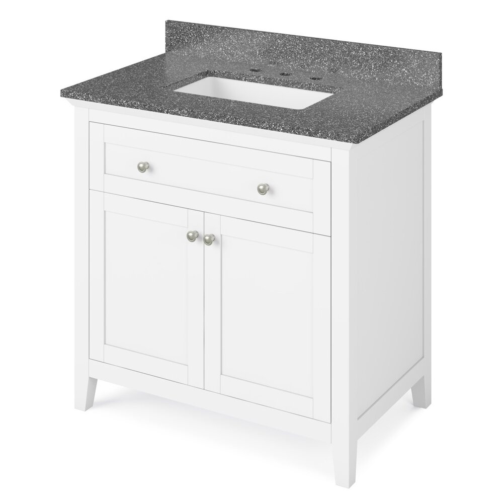 36" White Chatham Vanity With Boulder Cultured Marble Vanity Top
